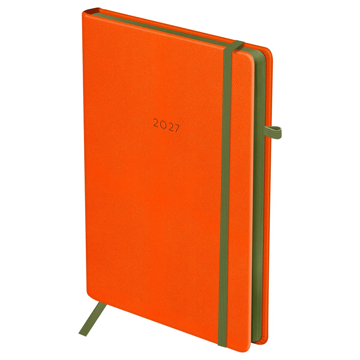 Ежедневник датированный 2027г., А5, 176л., твердый переплет, кожзам, BG "Contrast. Orange", оранжевый, цветной срез, на резинке