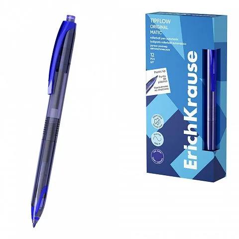 Ручка роллер ErichKrause автомат. TipFlow Matic Original синяя, 0,5мм