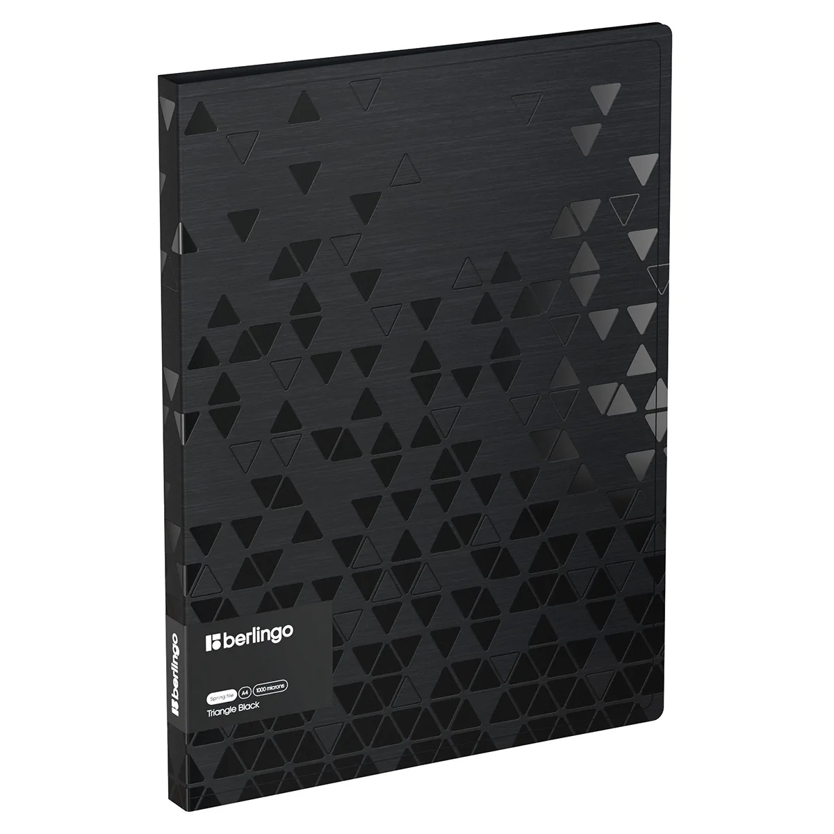 Папка с пружинным скоросшивателем Berlingo "Triangle Black" А4, 17мм, 1000мкм, черная, с внутр. карманом