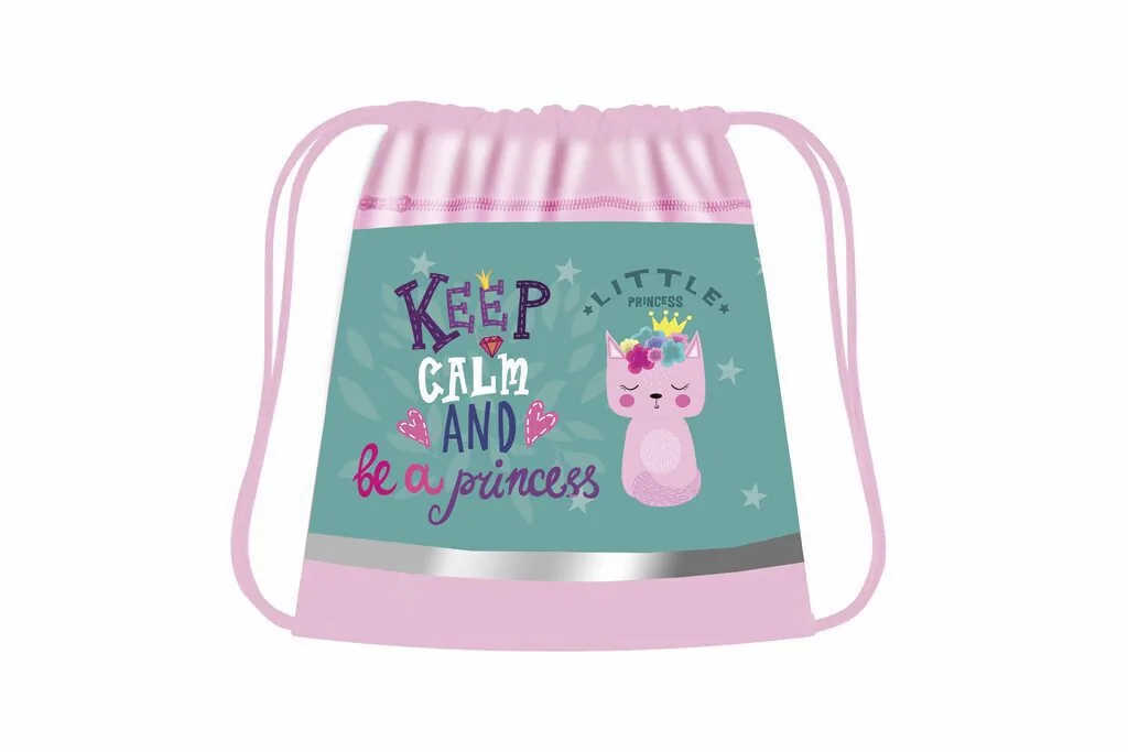 Мешок для обуви 1 отд, 415*340, карман, светоотр. "Cat princess"