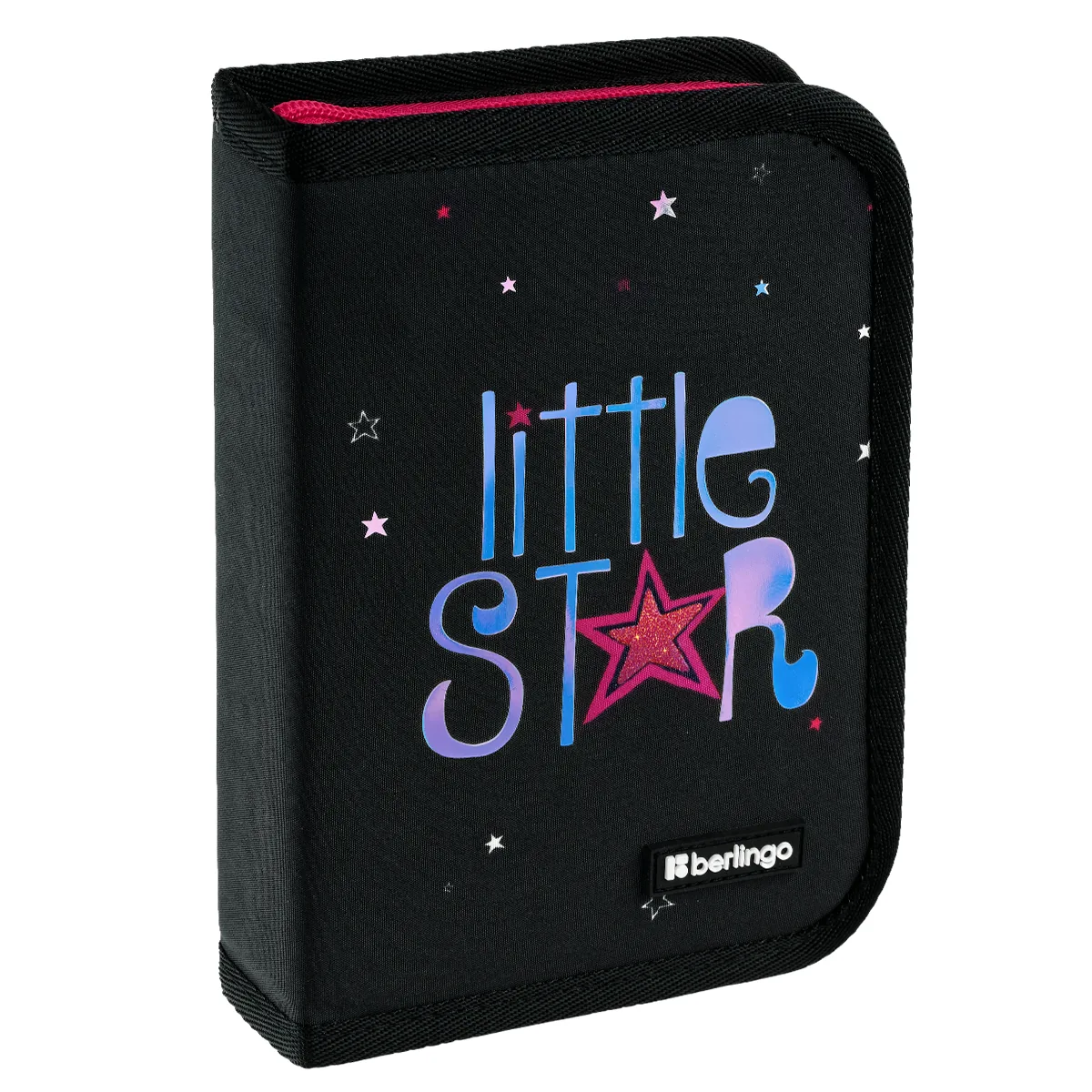 Пенал 1 отделение, 200*140*40 мм, Berlingo "Little Star", 2 дополнительные откидные секции, полиэстер