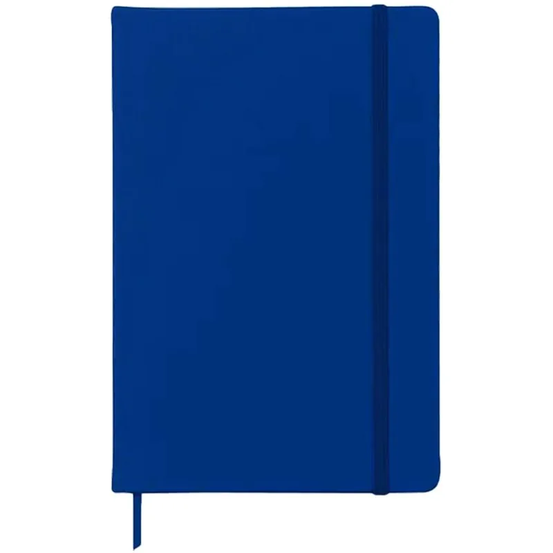 Записная книжка А6  80л. кожзам Soft Touch, клетка, верт.резинка, синяя