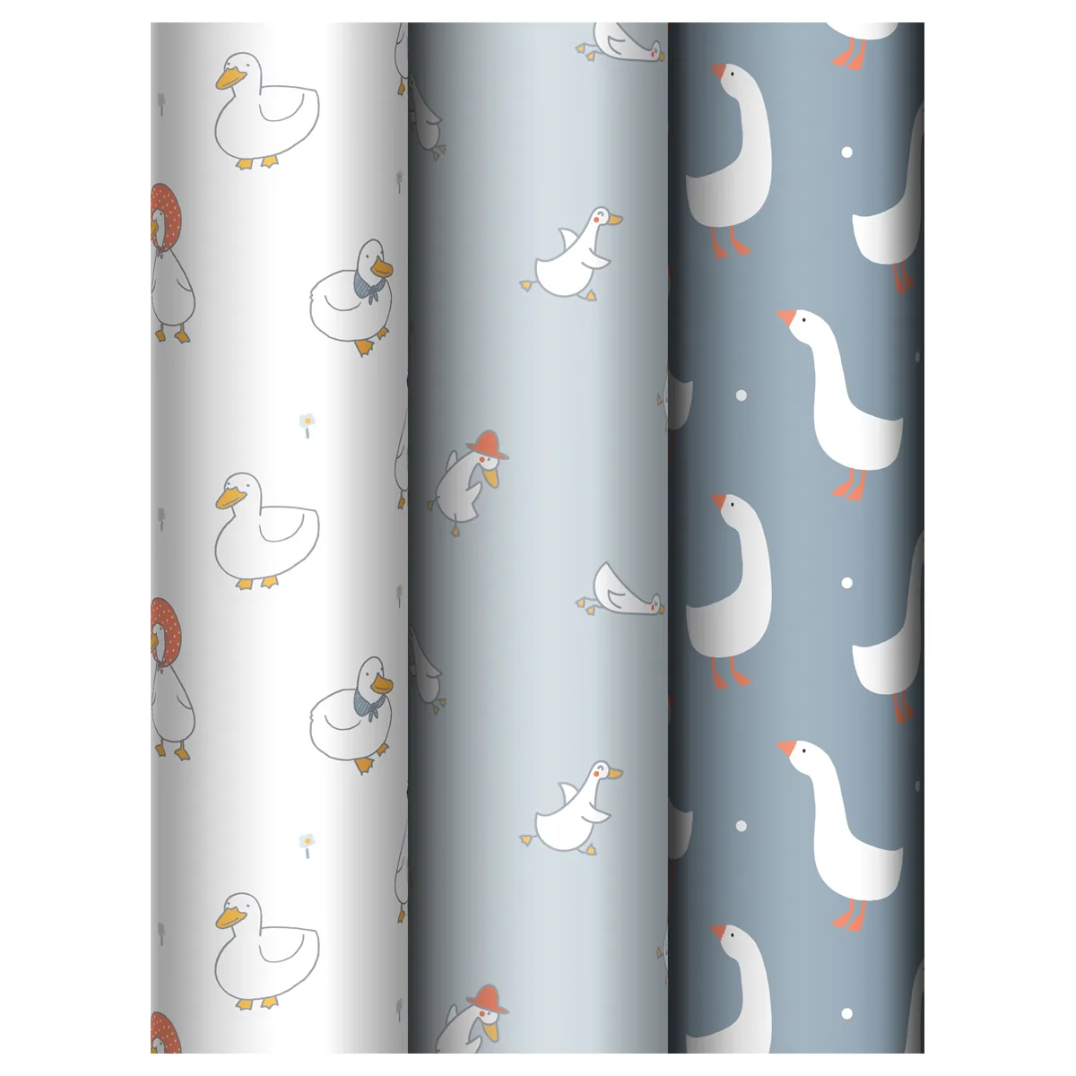 Набор упаковочной бумаги глянц. 70*100см, MESHU "Goose set", 80г/м2, ассорти 3 дизайна