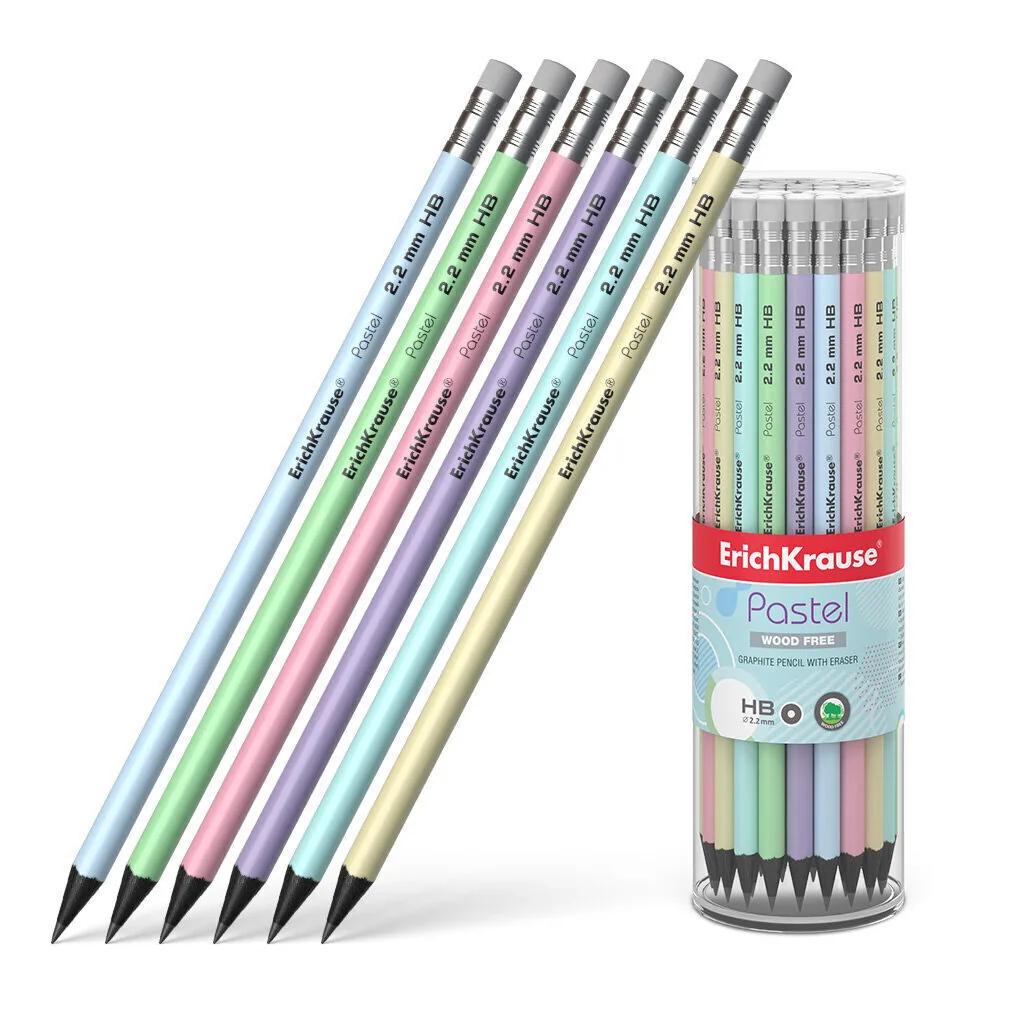 Карандаш Pastel НВ пластиковый с ластиком, тубус