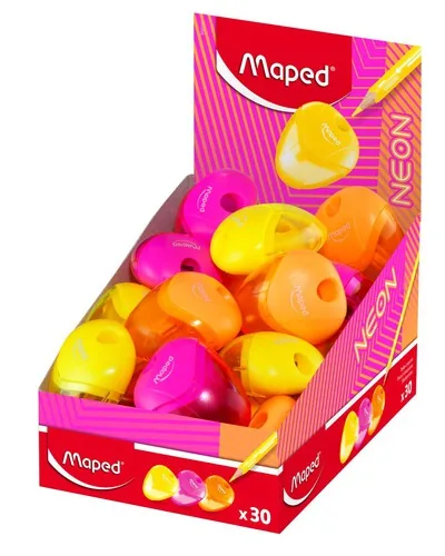 Точилка пласт. с контейнером  1 отв. I-GLOO NEON, полупрозр., ассорти