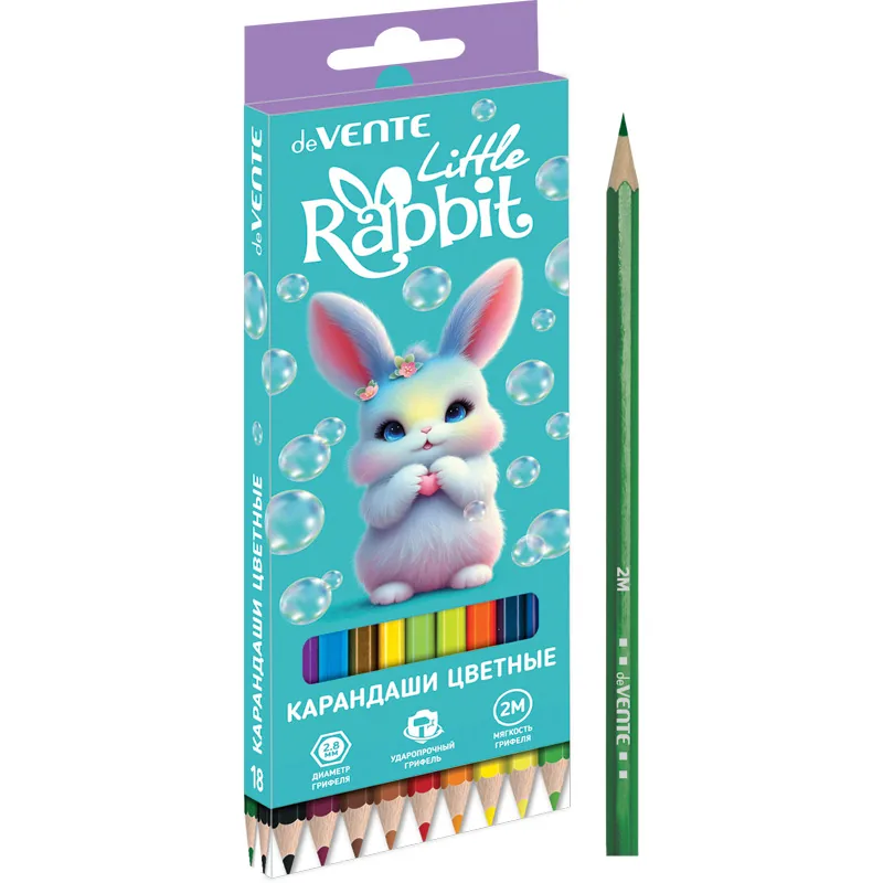 Карандаши цвет. 12цв deVENTE Little Rabbit  2М, шестигранные