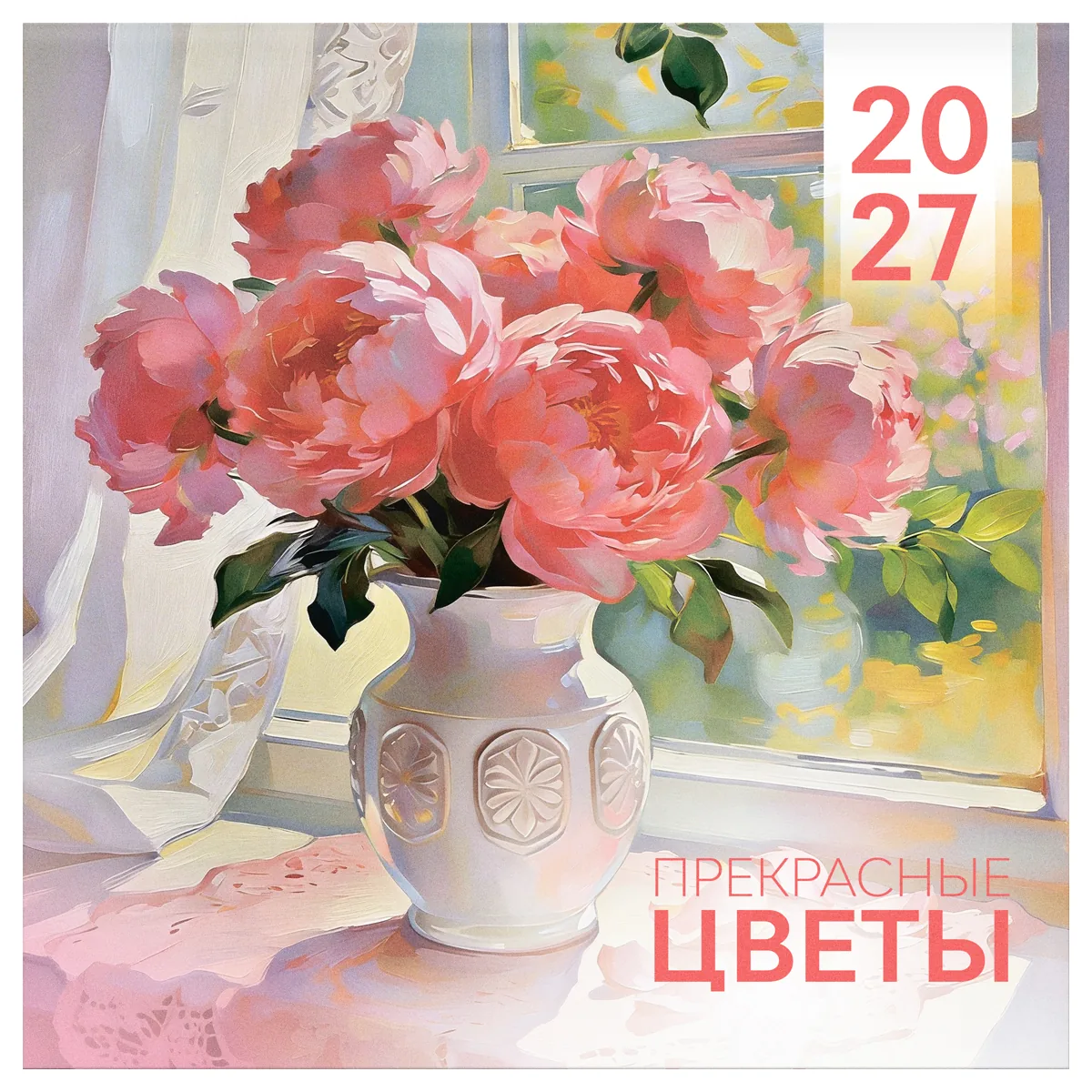 Календарь настенный перекидной на скрепке, 230*230 мм 12л. BG "Прекрасные цветы", 2027г.