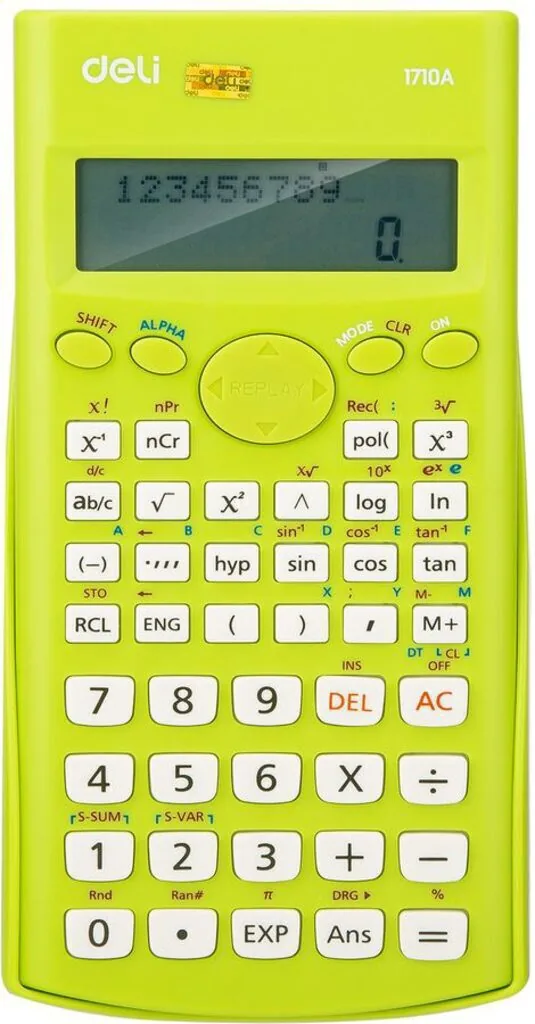 Калькулятор  10+2 разр. Deli научный, для ЕГЭ, зеленый E1710A