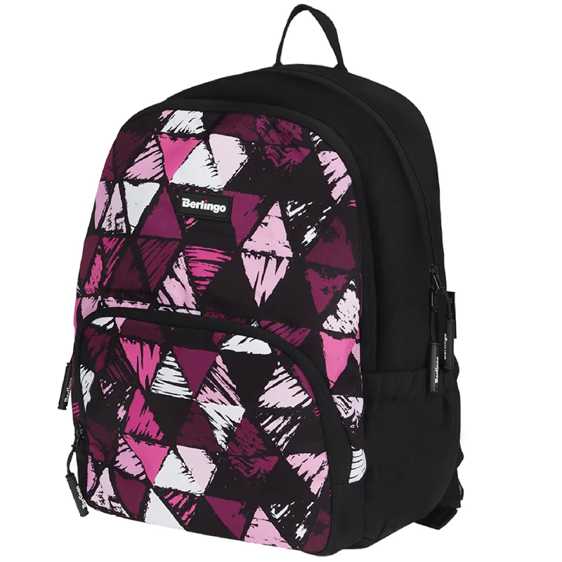 УЦЕНКА-Рюкзак Berlingo Light "Black triangles" 39,5*28*16см, 2 отделения, 3 кармана, уплотненная спинка (осн 336397)