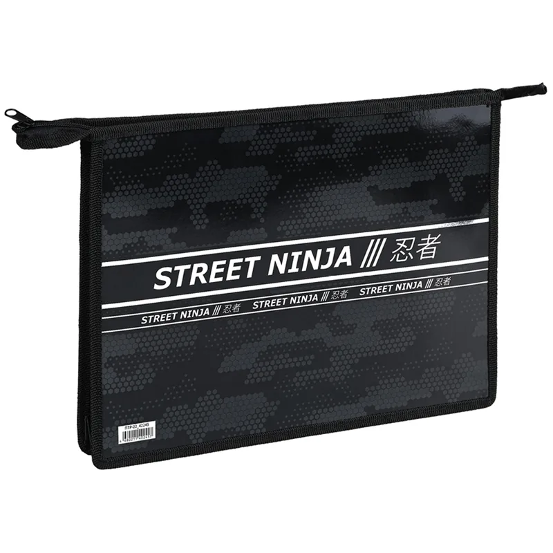 Папка для тетрадей 2 отделения А4 ArtSpace "Ninja", пластик, фольга, на молнии