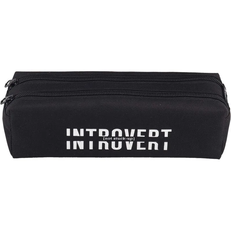 Пенал-косметичка (210*60*60) молния, ткань "Introvert", 2отд., на 40пр.,черный