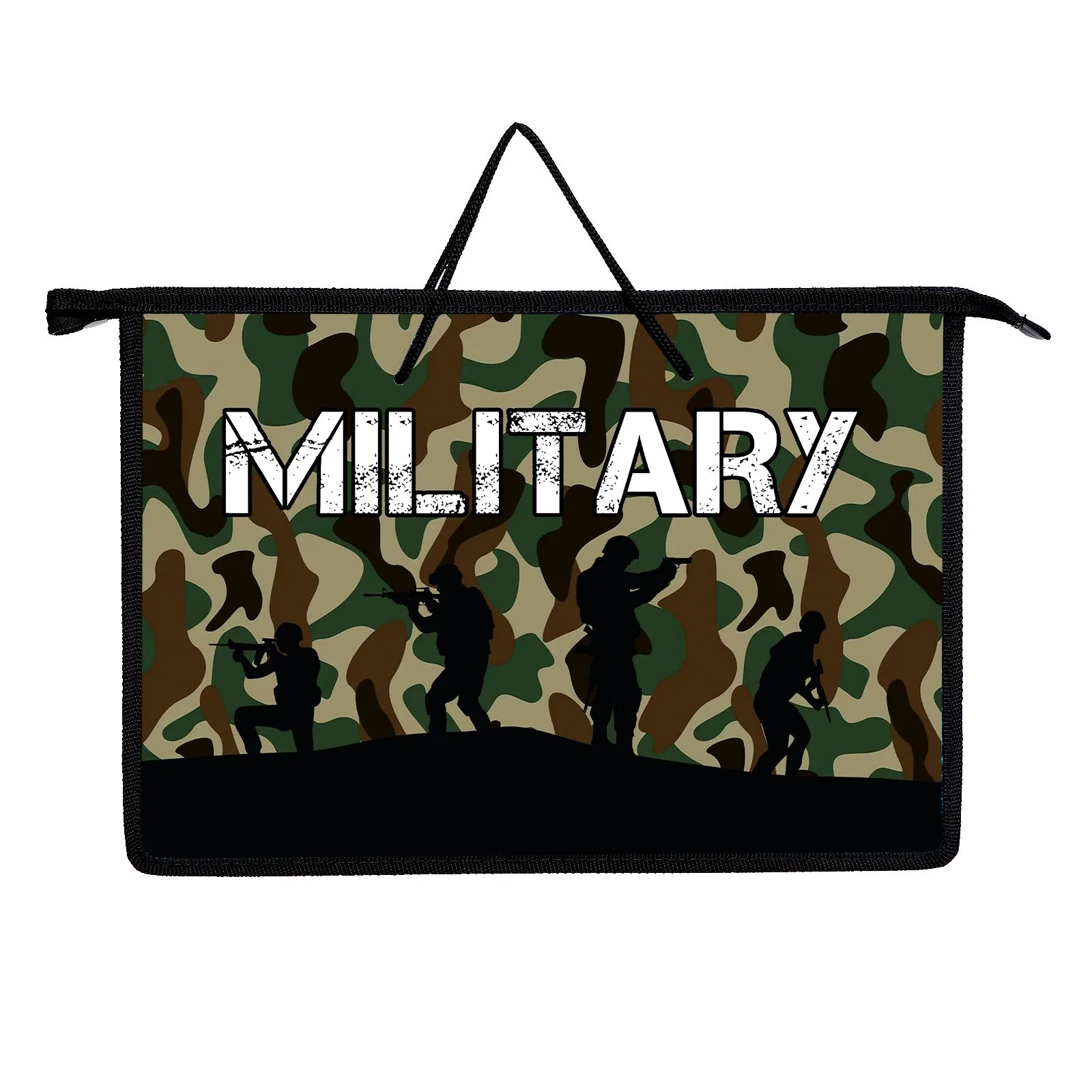 Папка А4 (335*235*55) с ручками, молния, пластик "Military"