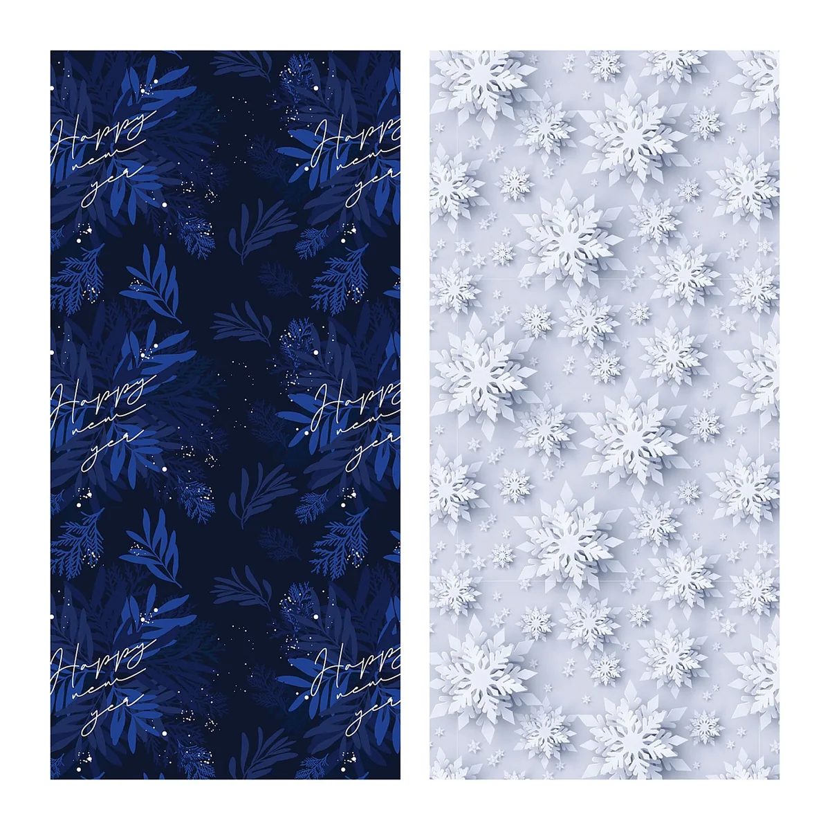 Упаковочная бумага глянц. 70*100см, MESHU "Snowfall", 80г/м2, ассорти 2 дизайна