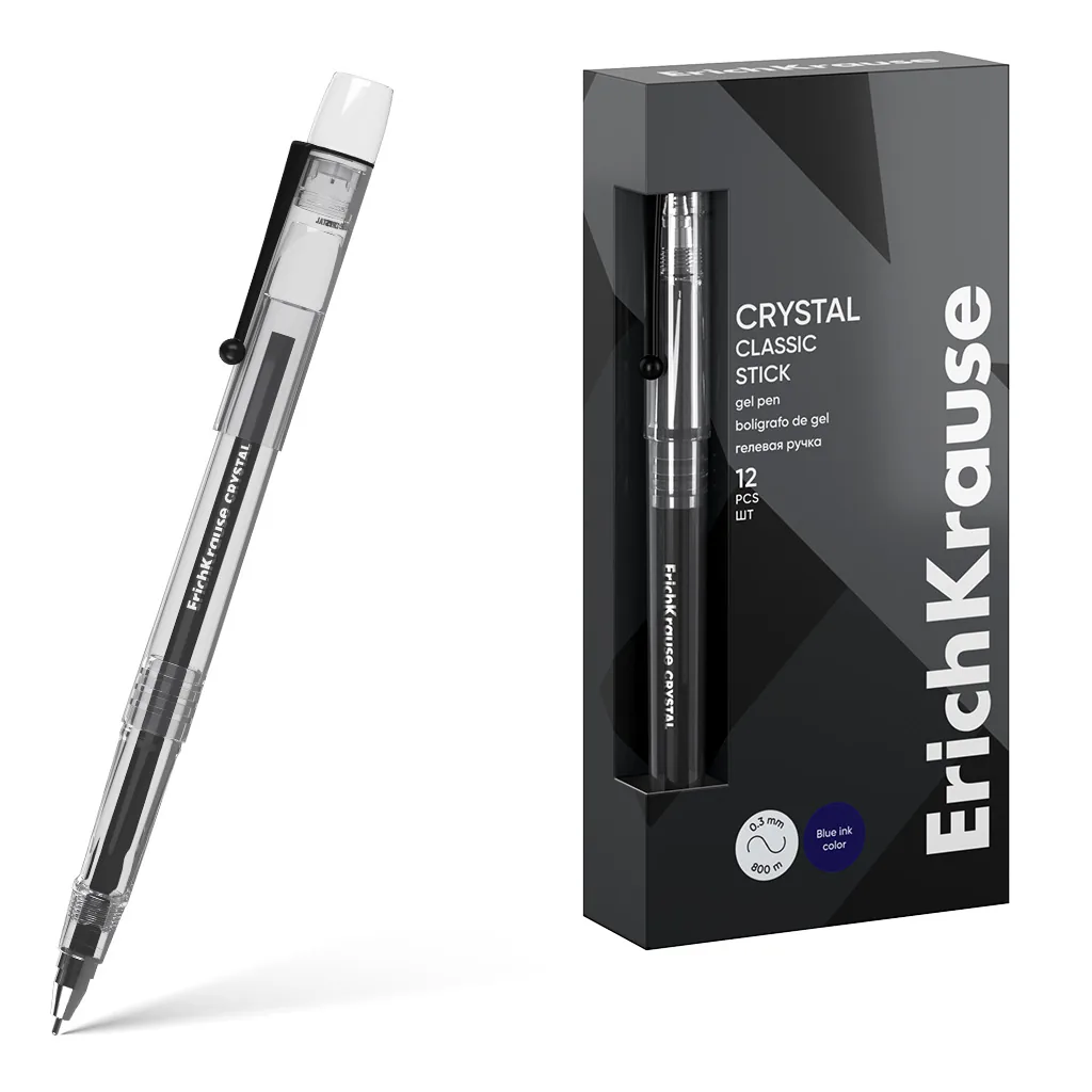 Ручка гелевая EK Crystal Stick Classic черная, 0,5мм