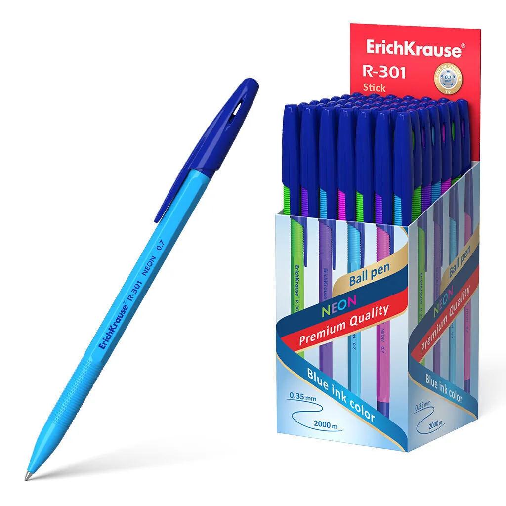 Ручка шар. ЕК R-301 NEON STICK синяя, 0,7мм