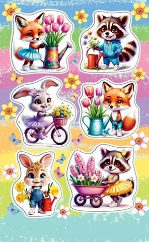 Наклейки детские 15*9см  "Звери"