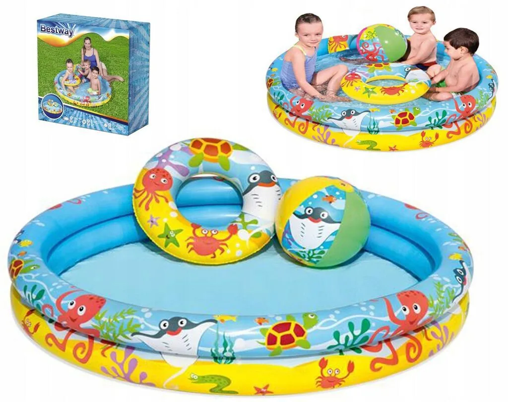 Бассейн надувной 122*20см "Морские друзья" круг и мячик ТМ Bestway