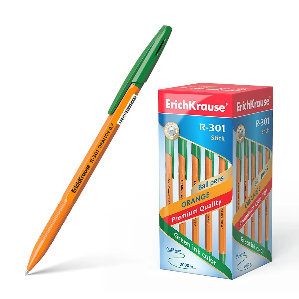 Ручка шар. ЕК R-301 Stick Orange зелёная, 0,7мм, пласт.корп.
