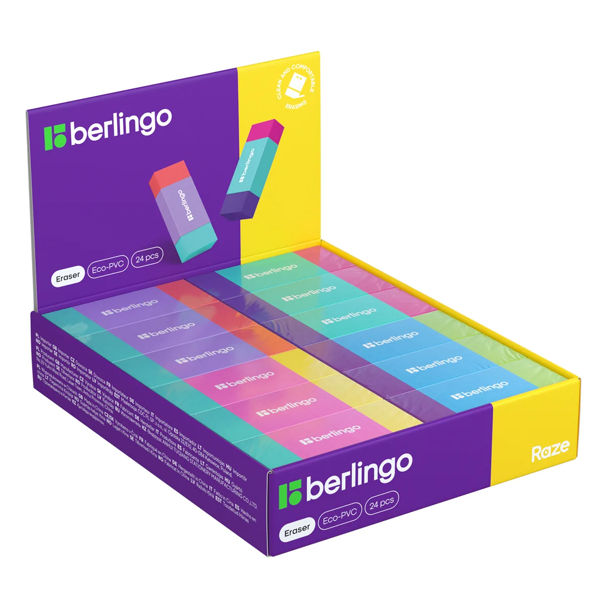 Ластик Berlingo "Raze", прямоугольный, Eco-Pvc,  48*18*10мм