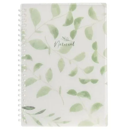 Записная книжка А5 пластик, эластичн.гребень, 80л. "Natural leaves" тисн.фольгой