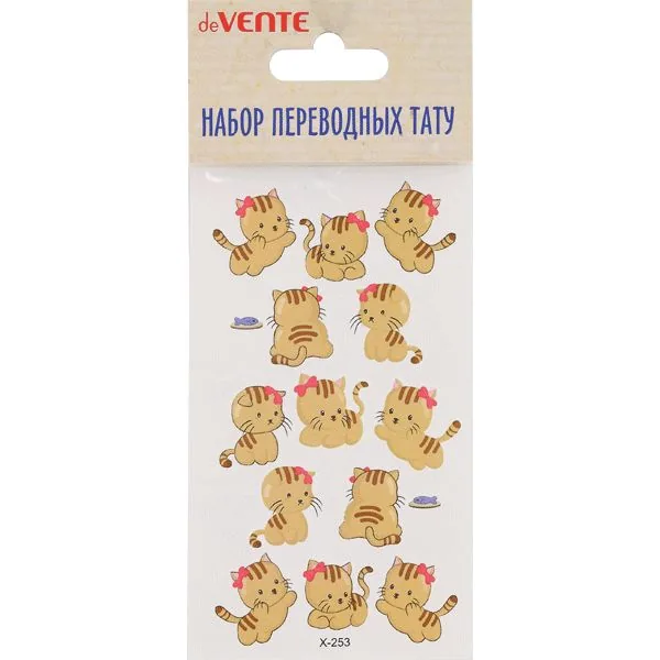 Набор наклеек-тату "deVENTE. Kitten with a bow" 6*10,5см
