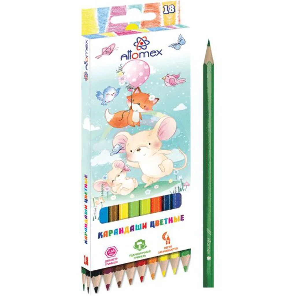 Карандаши цвет. 18цв  Attomex  Zoo  М