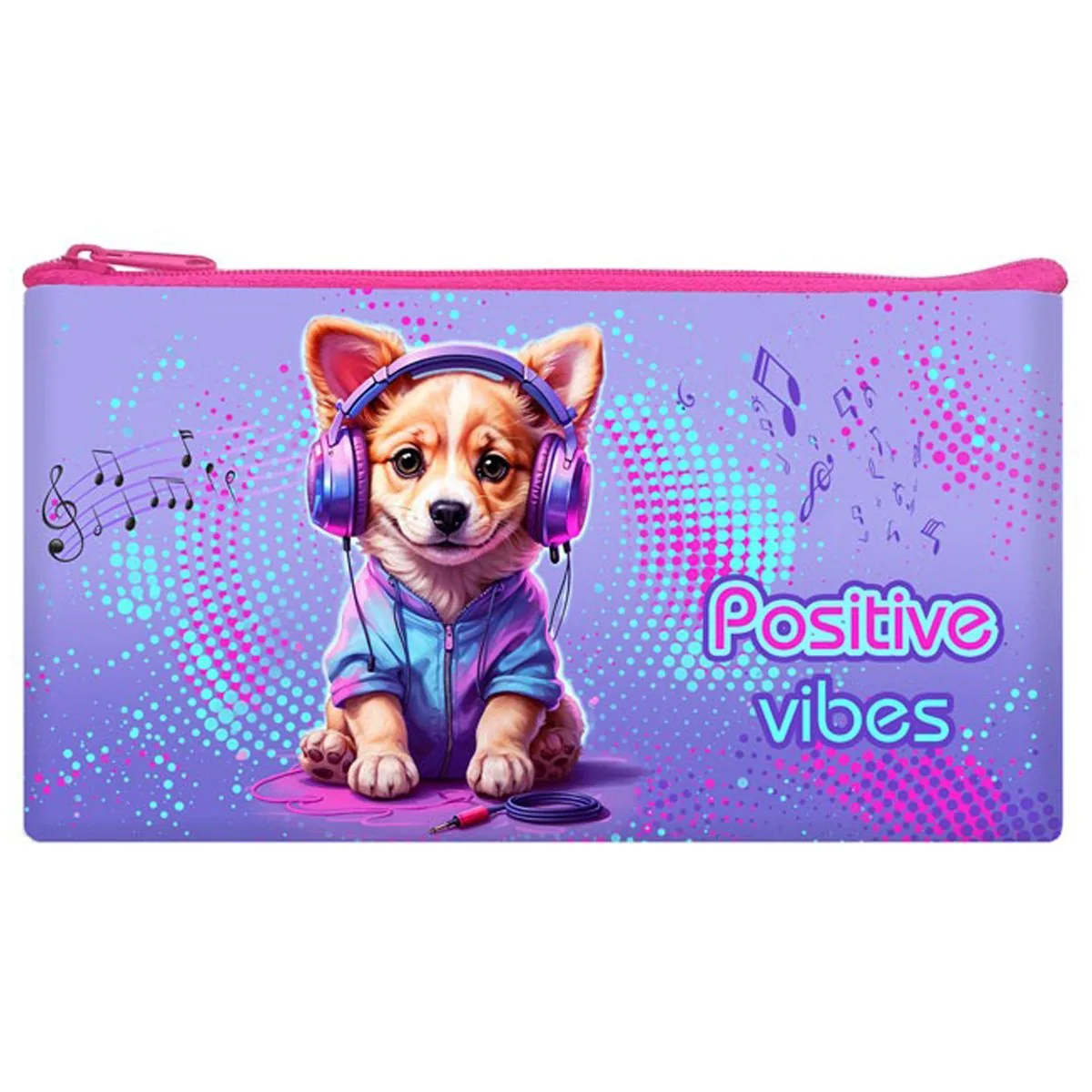 Пенал-косметичка (205*108) молния, ткань "Disco puppy"