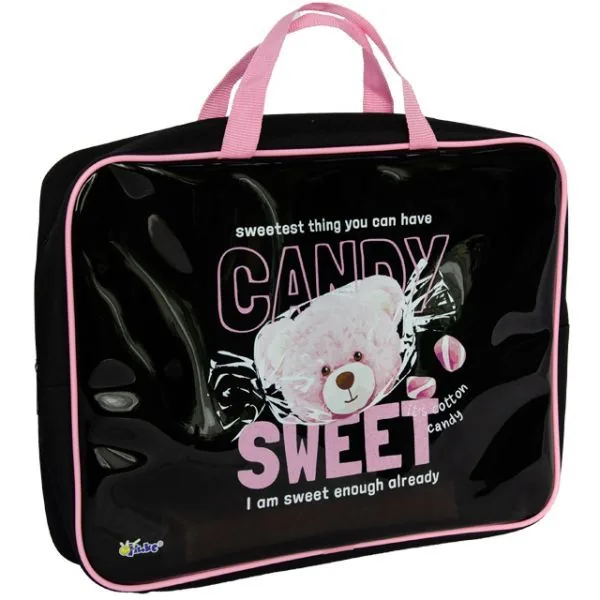 Папка А4 (350*265*75) с ручками, молния, ПВХ "Мишка Candy"