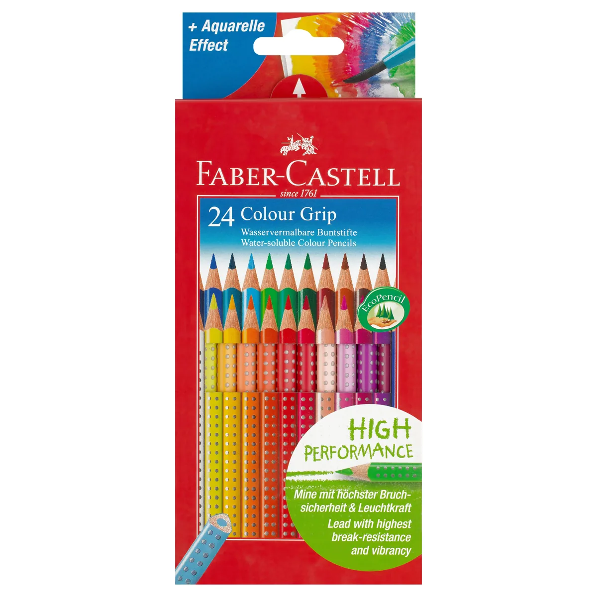 УЦЕНКА - Карандаши цветные Faber-Castell "Grip", 24цв., трехгран., заточен., картон, европодвес (осн 286230)