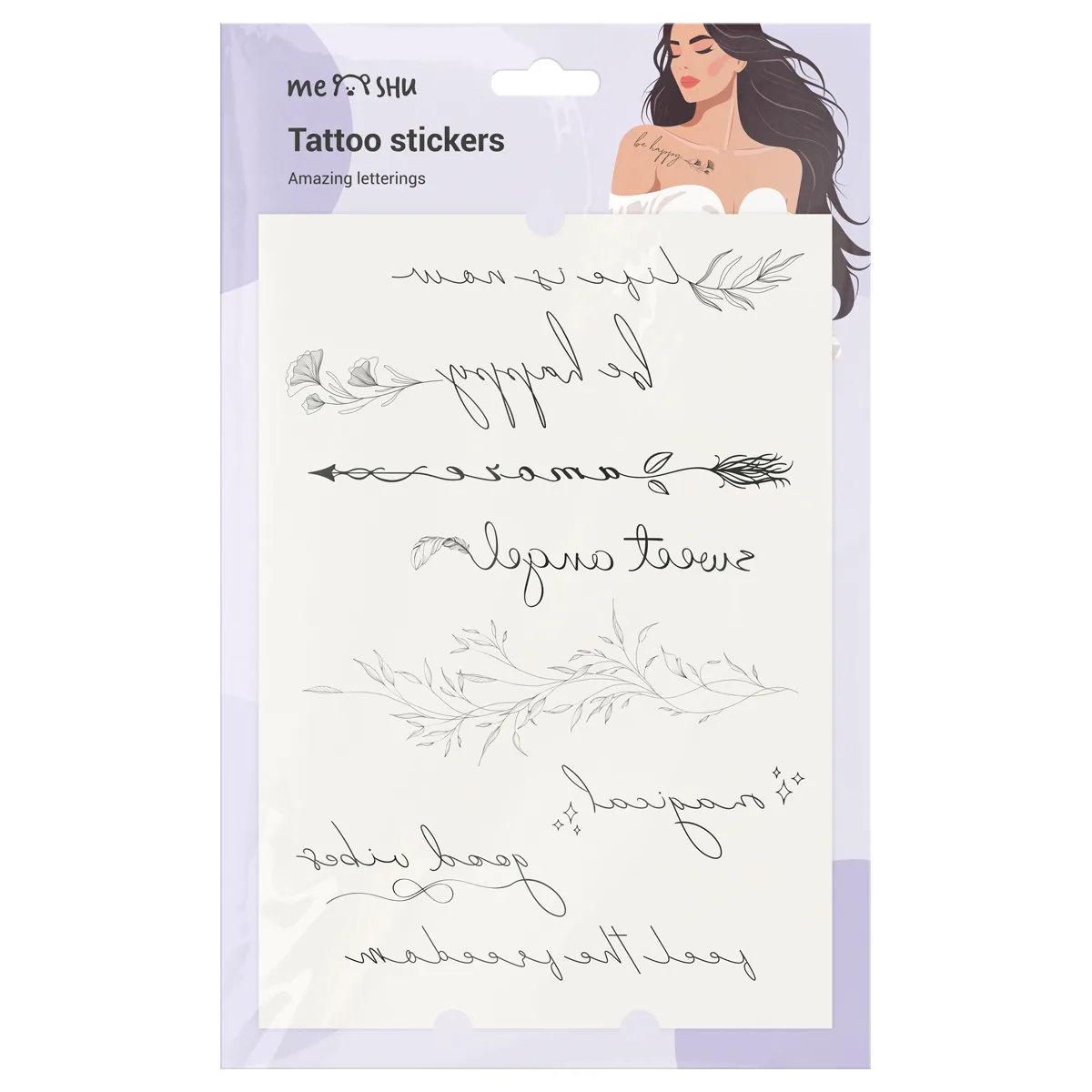 Наклейка-тату MESHU, "Amazing letterings", 14,8*21см, инд. уп., европодвес