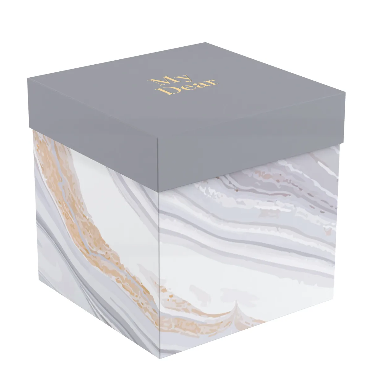 Коробка складная подарочная MESHU "Мрамор", (15*15*15см), отд фольгой