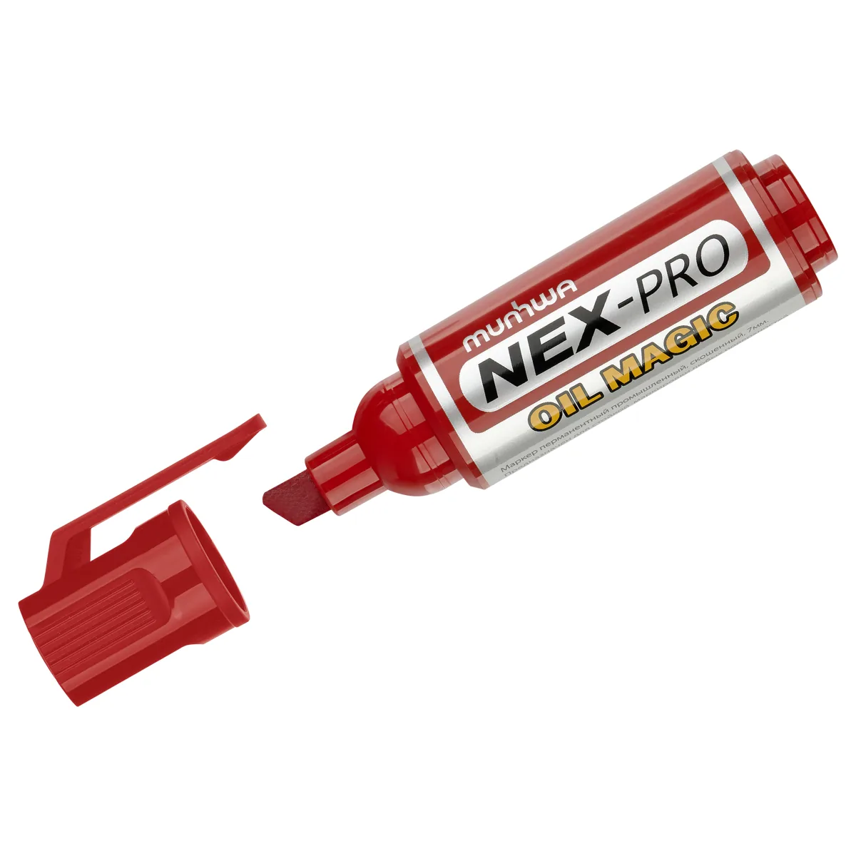 Маркер перманентный промышленный MunHwa «Nex-Pro Oil Magic» красный, скошенный, 7мм