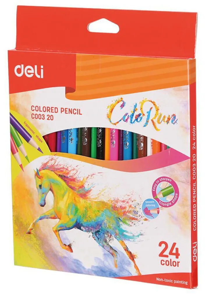 Карандаши цвет. 24цв Deli  ColoRun трехгранные, европодвес