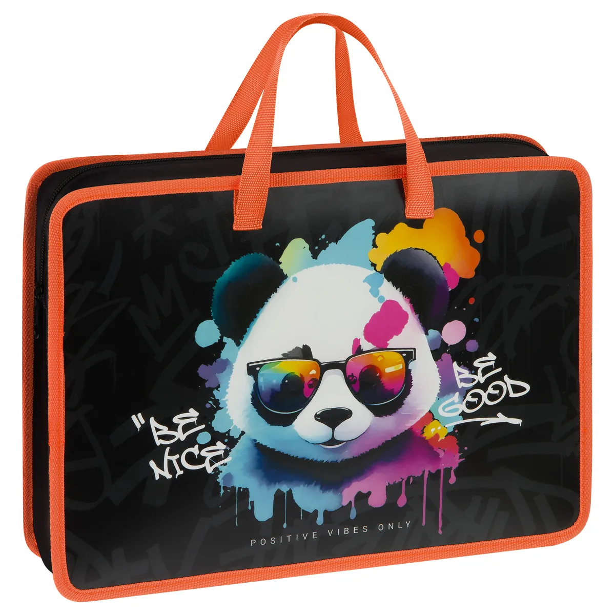 Папка с ручками А4 ArtSpace "The Colored Panda", пластик, на молнии, 70мм