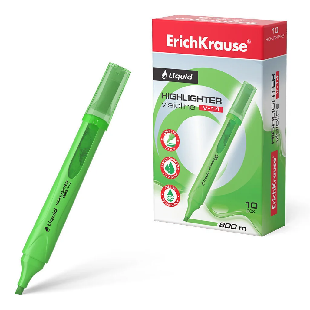 Текстовыделитель EK Liquid Visioline V-14 Neon, 0,6 - 4мм, зеленый, с жид. чернилами