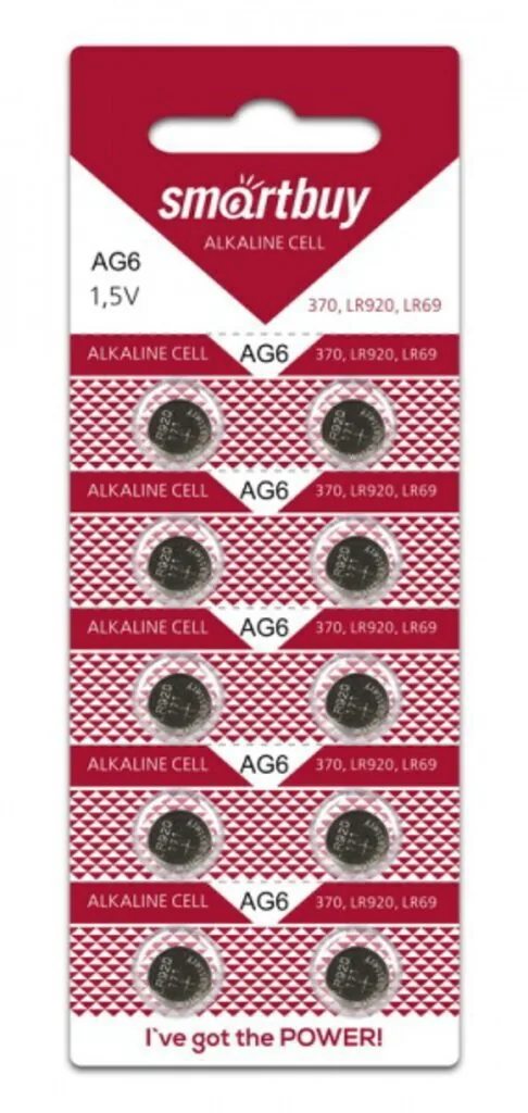 Батарейка-таблетка G6-10B Smartbuy Alkaline, блистер, цена за 1 шт