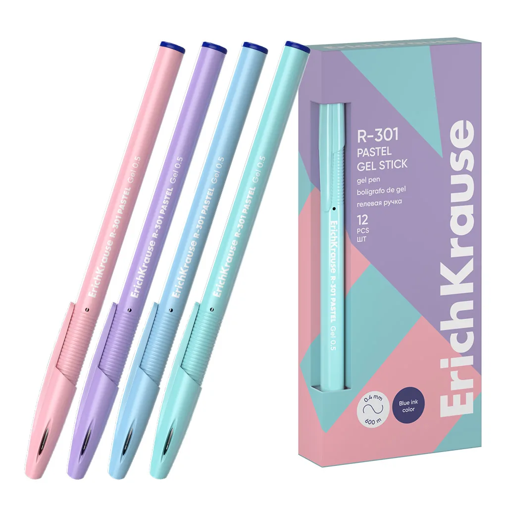 Ручка гелевая EK R-301 Gel Stick Pastel синяя, 0.5мм