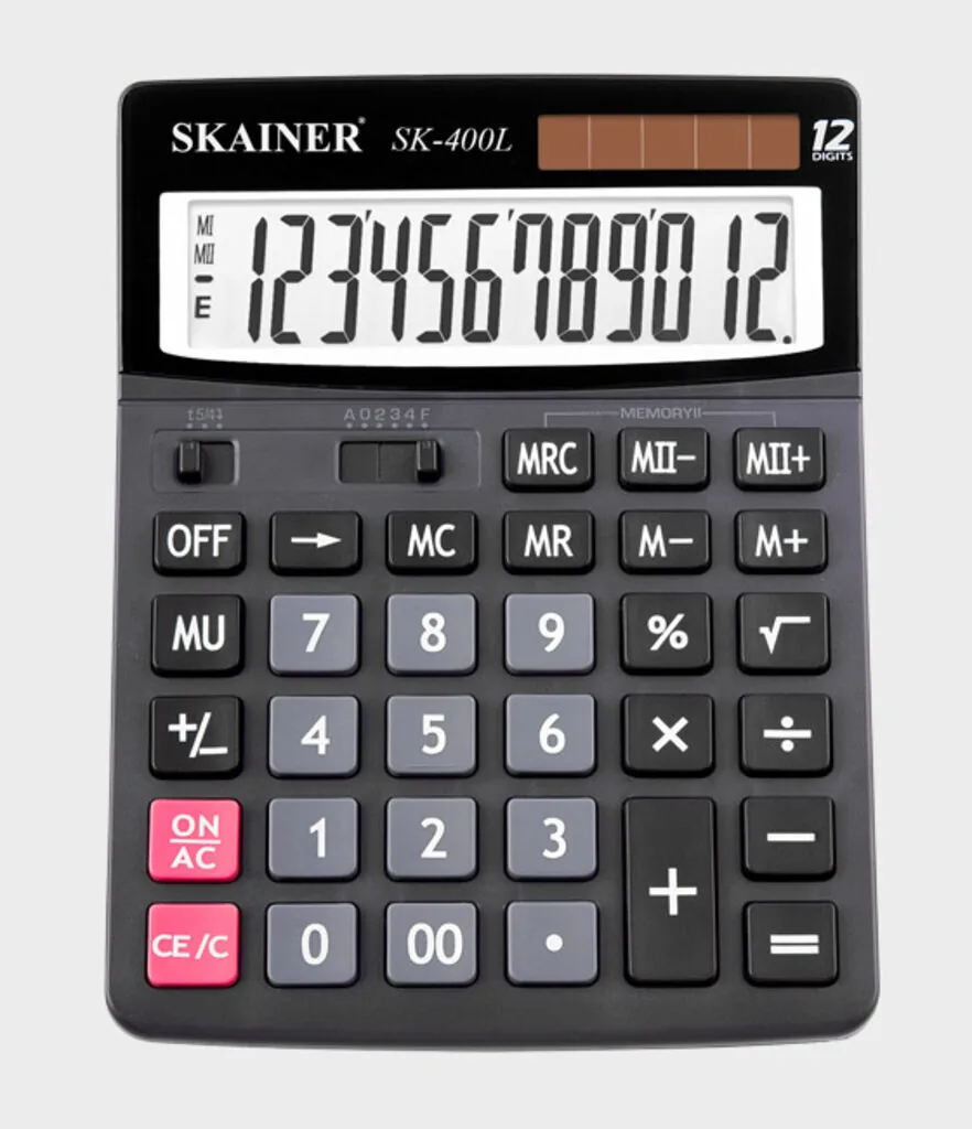 Калькулятор  12 разр. Skainer  настольный проф., двойное питание, черный SK-400L