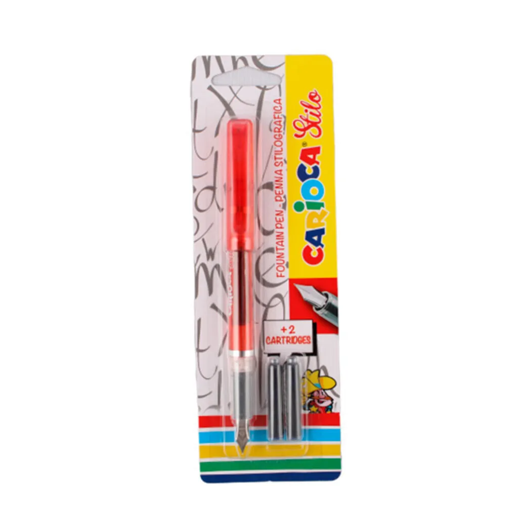Ручка перьевая Carioca Stilo, 2 сменных баллончика, син., ассорти в блистере