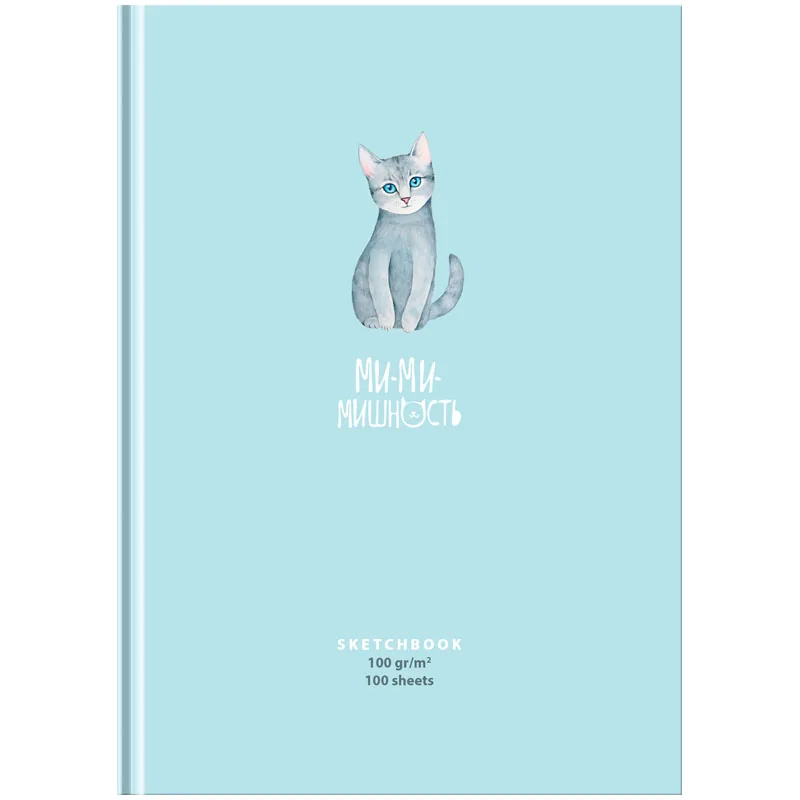 Скетчбук 100л., А5 7БЦ BG "Милая кошечка", матовая ламинация, выб. лак, 100г/м2