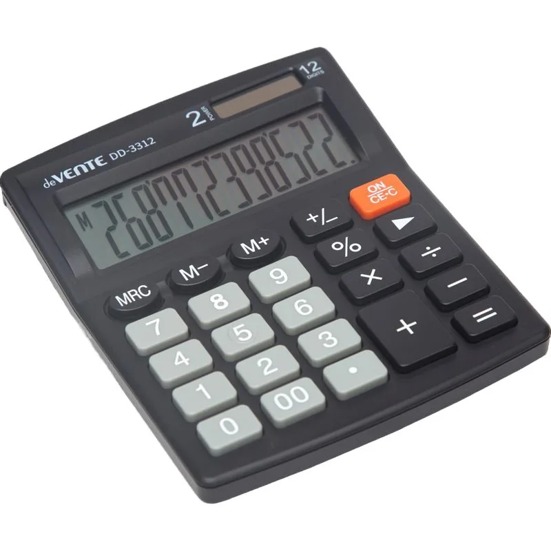 Калькулятор  12 разр. deVENTE"  настольный, черный DD-3312