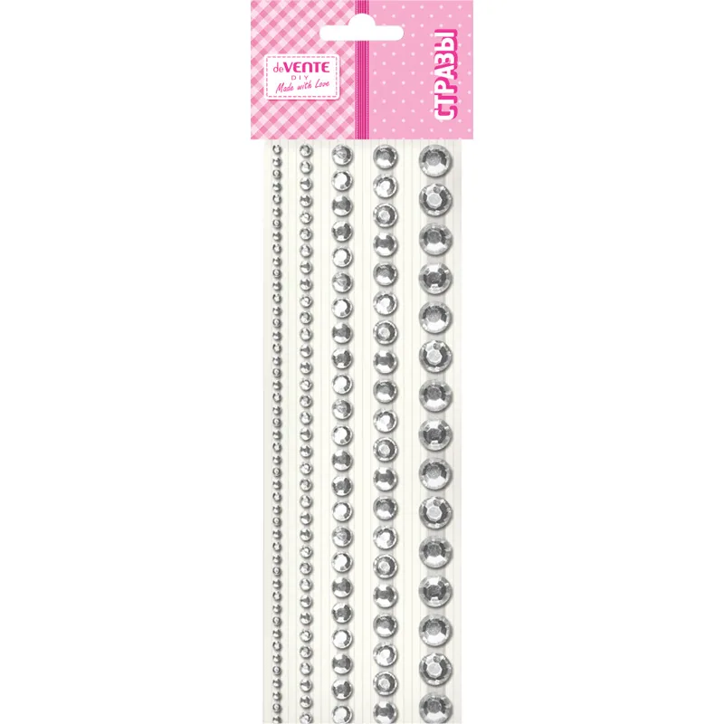 Стразы клеевые "DIY Jewelry Inspiration",130шт., акриловые, круглые,  серебристые