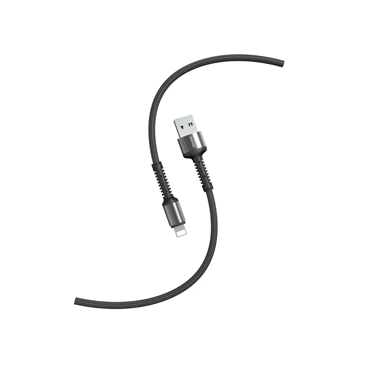 Кабель Smartbuy S26, USB - Lightning, для Apple, 3A output, нейлоновая оплетка, 1м, черный