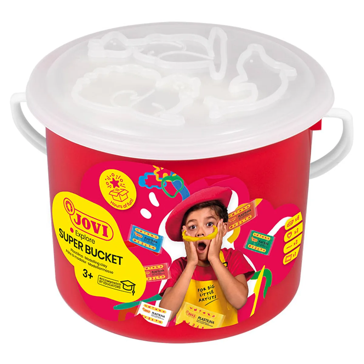 Пластилин растительный JOVI, 6 цветов, 50г, формочки, стеки, клеенка, в ведре