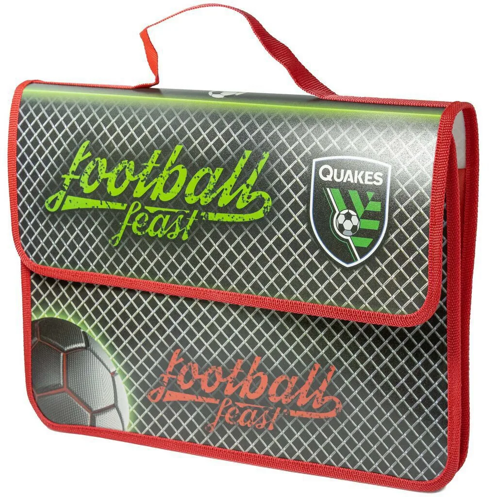 Папка А4 (330*240*90) с ручками, липучка, пластик "Football feast"
