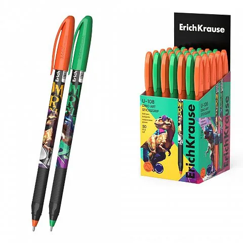 Ручка шар. EK U-109 Stick&Grip Dino Art 1.0, Ultra Glide Technology, цвет чернил синий
