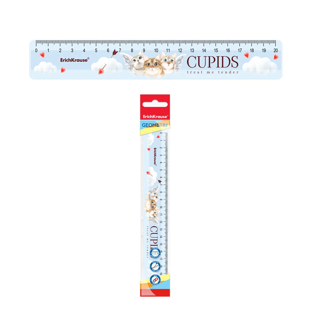 Линейка 20 см непрозр. "Cupids", во флоупаке