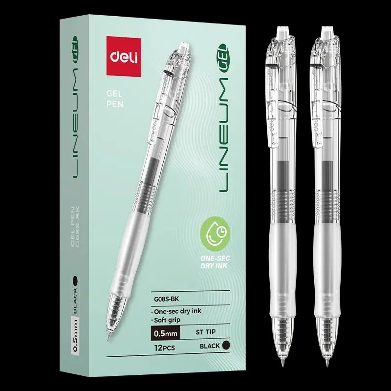 Ручка гелевая  Deli автомат "LINEUM-GEL" черная, 0,5мм, мягкий грип
