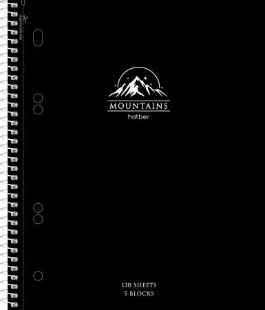 Тетрадь А5 120л кл. 7БЦ гребень Hatber "Mountains" софт-тач, многоур.перф, 4цв.разделит.*