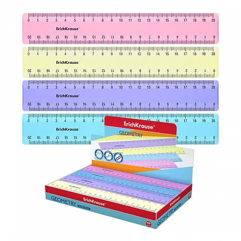 Линейка 20 см "Pastel", цвет ассорти